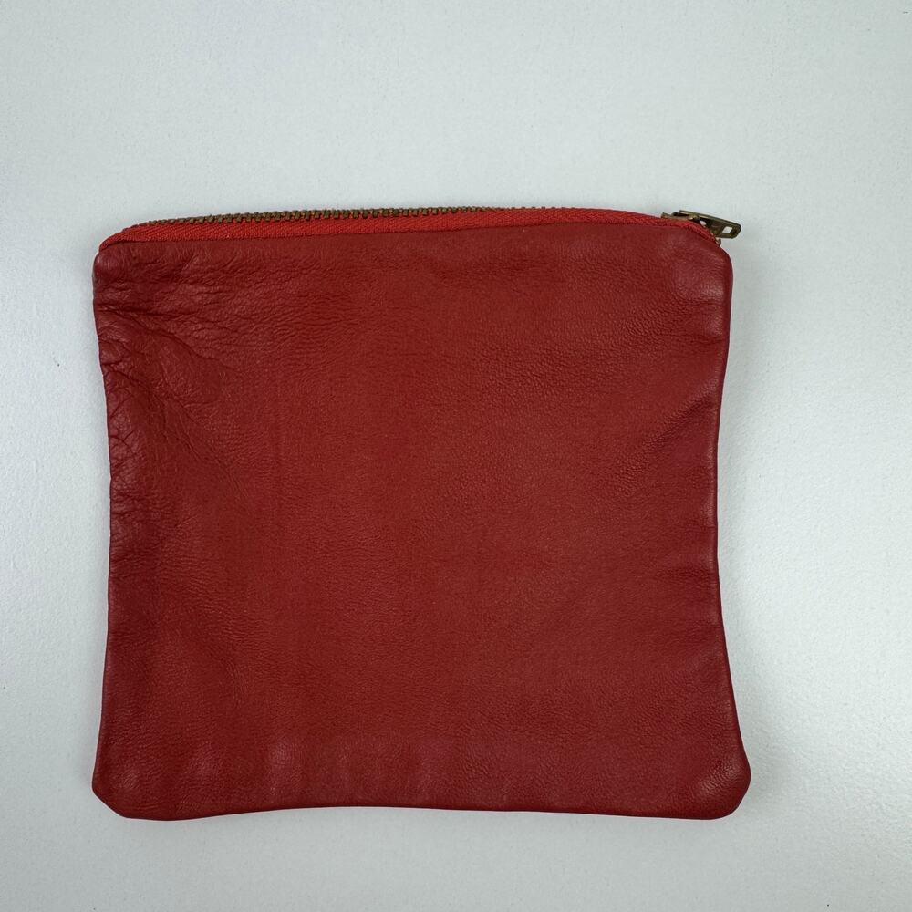 Vintage Burnt Orange Brick Handbag Pebbled Leather Casual Zip Pouch Size 6x5.25 - Picture 4 of 5